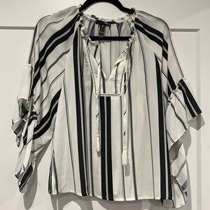 Aqua Blouse - Blue and White Striped - Small